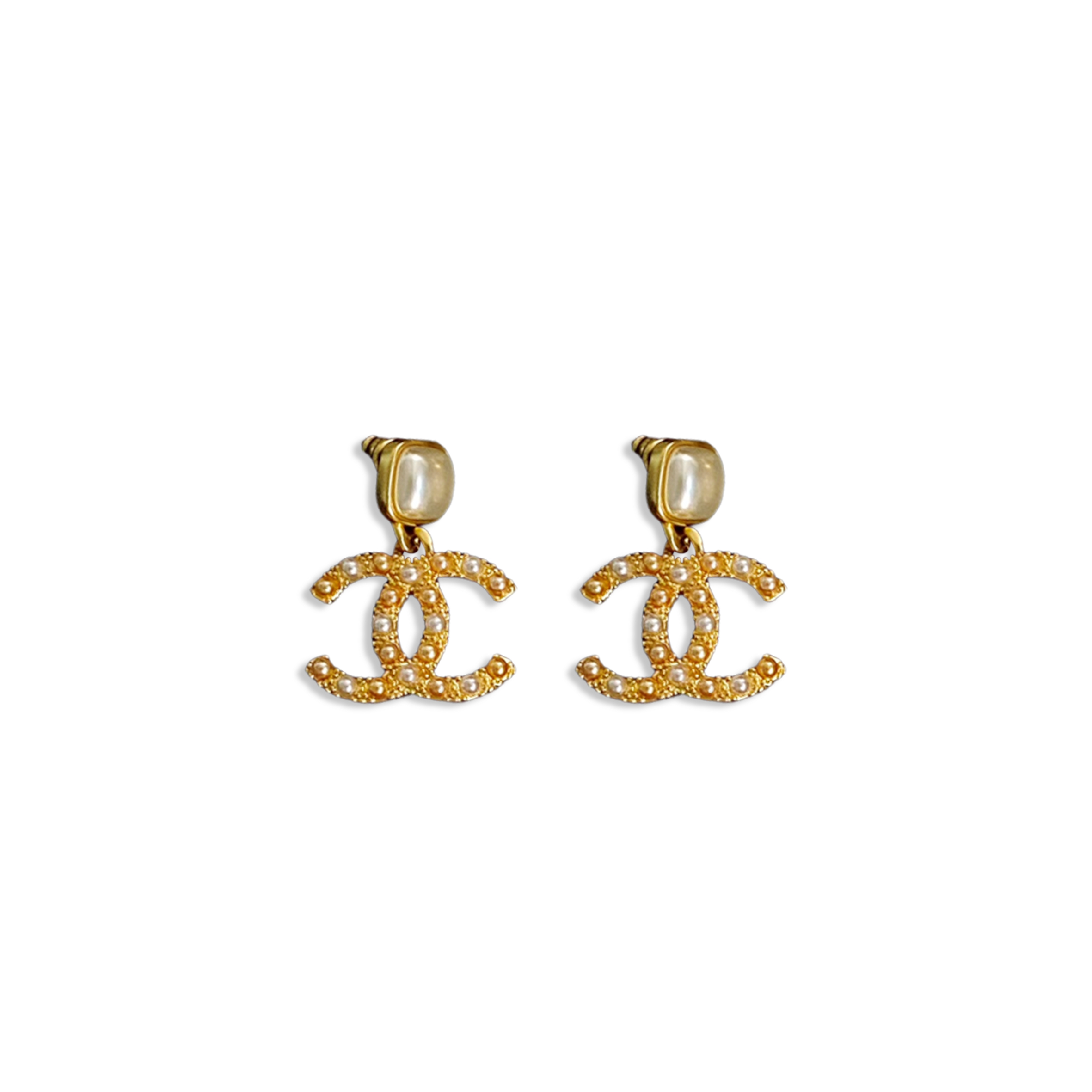 Ch**el gold-tone cc pearls earrings